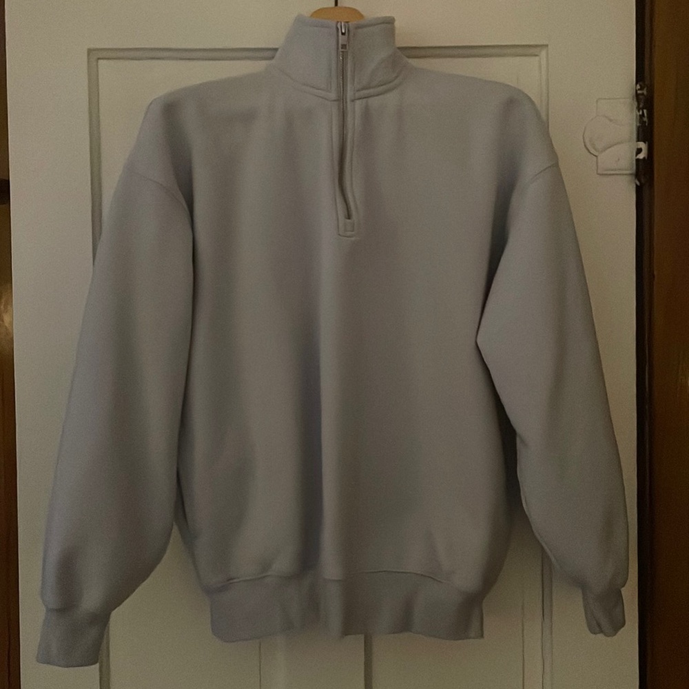 Aritzia TNA Cozy fleece mega 1/4 sleeve sweatshirt in mirror blue